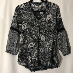 Lauren Ralph Lauren Paisley Blk/Wht Top